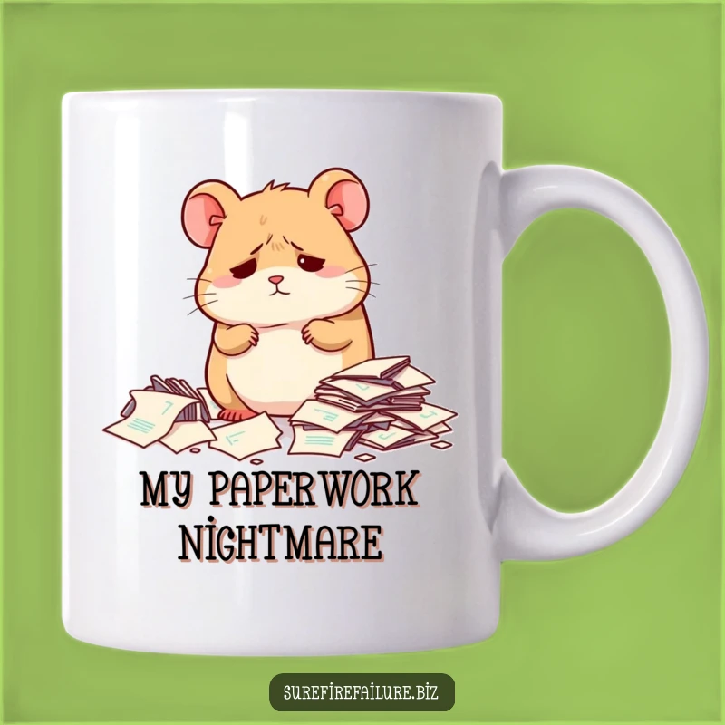 Funny Hamster Mug - Glitchy Messy Papers Coffee Cup, Humorous Gift