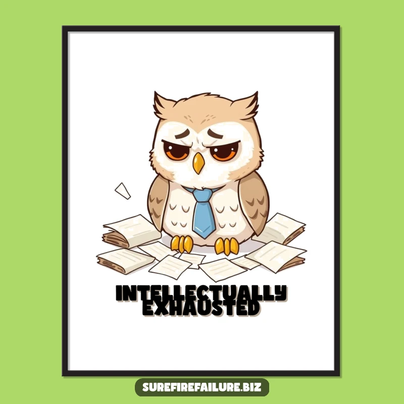 Funny Dejected Owl Digital Art - Instant Hilarious Download for Office Decor