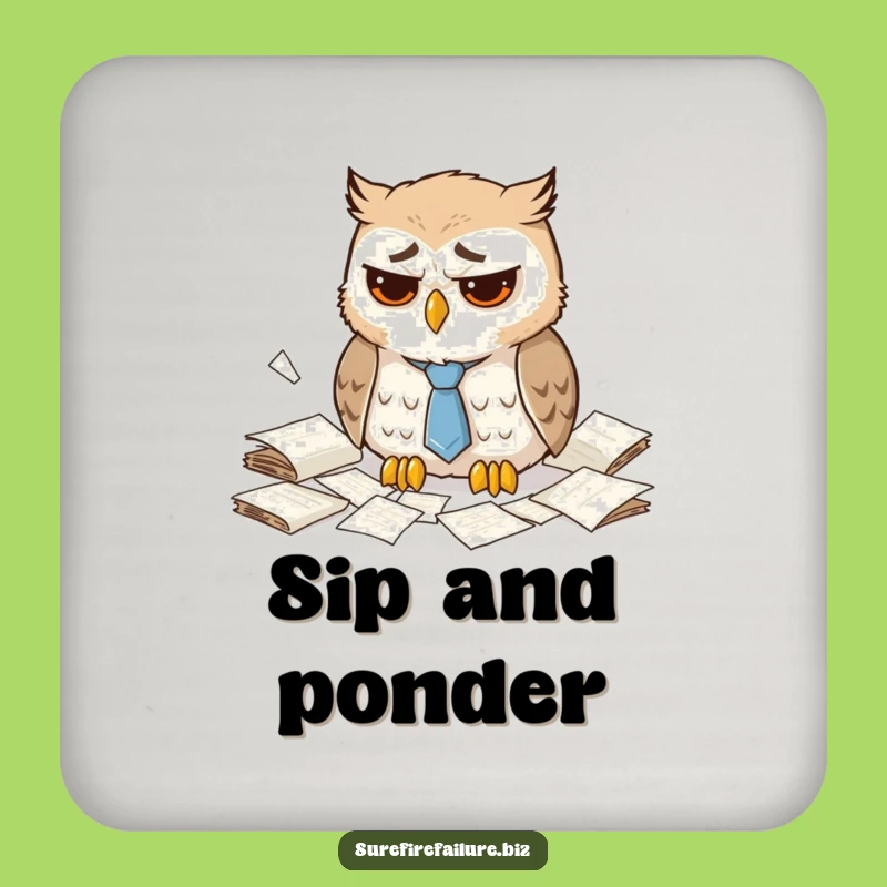 Funny Dejected Owl Drink Coaster - Hilarious Table Protection for Office Parties