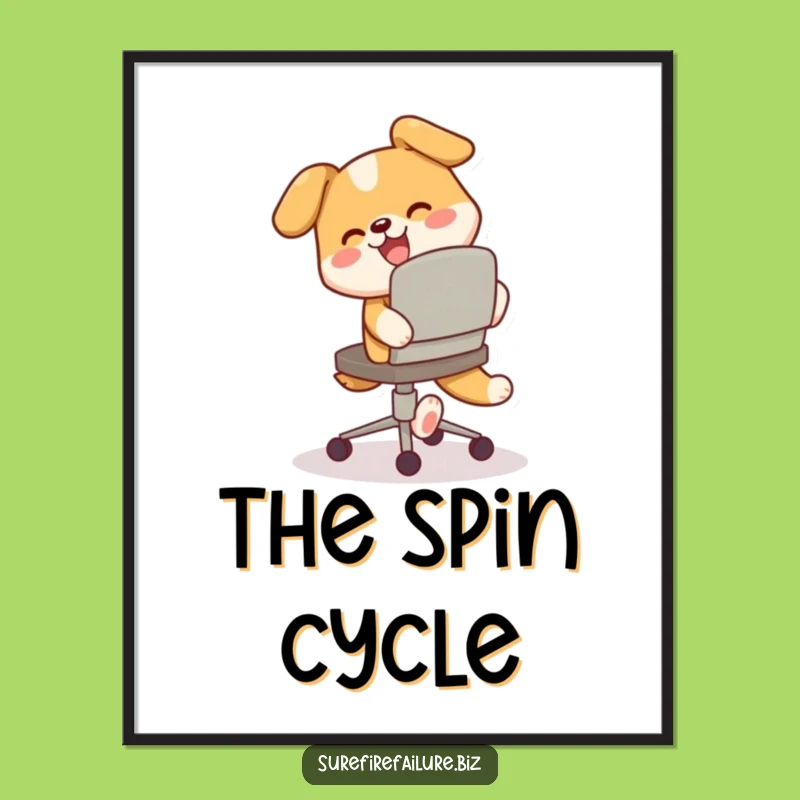 Funny Dog Tail Chasing Poster: Happy Pup Wall Art for Dog Lovers