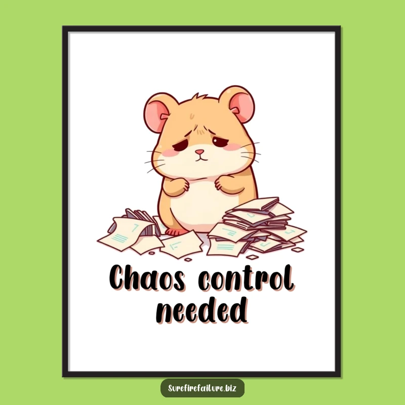 Funny Hamster Poster - Dejected Desk Art, Humorous Gift