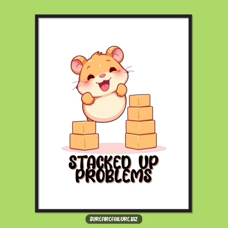Funny Hamster Poster - Balancing Act Wall Art, Humorous Gift