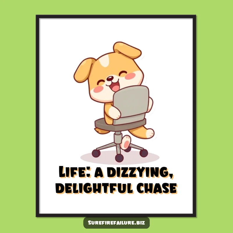 Funny Free Printable Wall Art: Dog's Tail Spin Chaos, Hilarious Downloadable Decor!