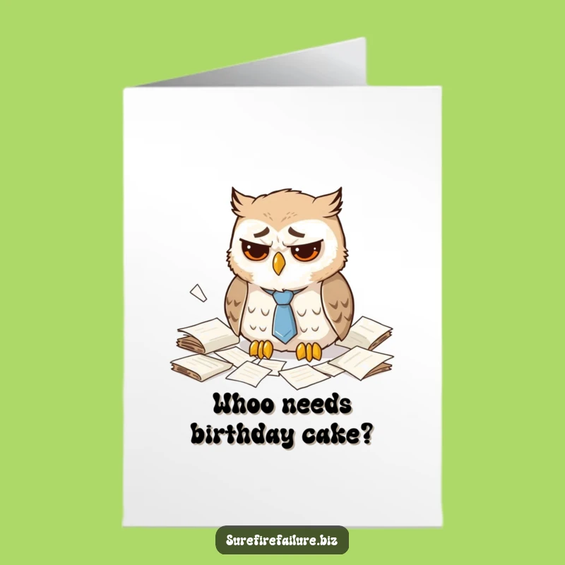 Dejected Owl Birthday Free Printable Card - Melancholy but Funny DIY