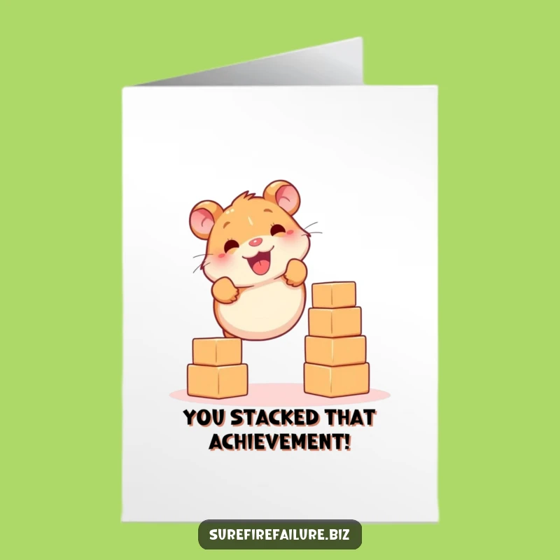 Free Printable Balancing Hamster Congrats Card - Humorous Achievement Download
