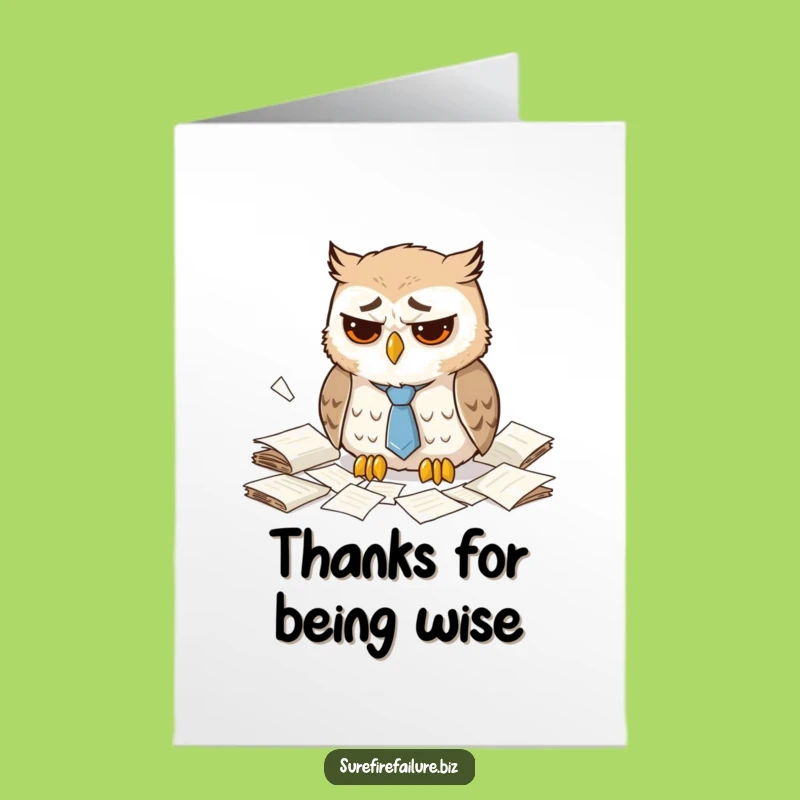 Sad Owl Thank You Free Printable Card - Humorous Downloadable Gratitude