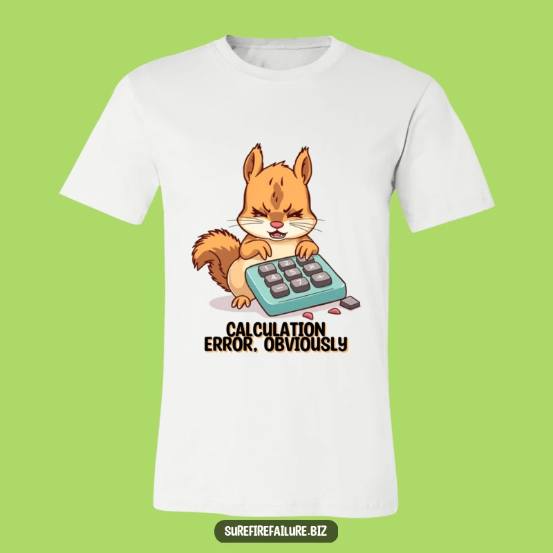 Funny Squirrel Calculator T-Shirt - Hilarious Frustrated Animal Tee for Tech Woes