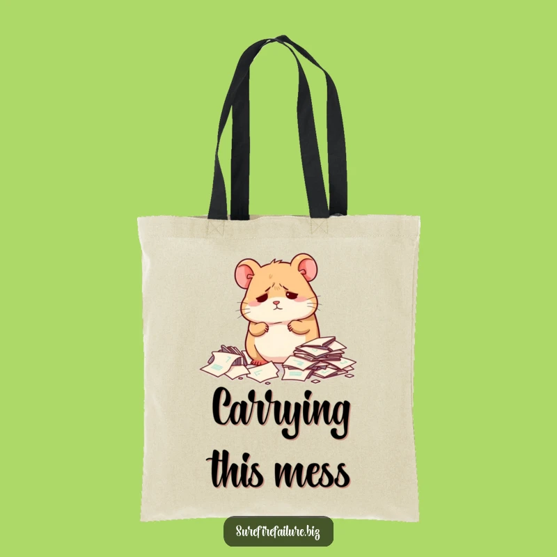 Funny Hamster Tote Bag - Messy Papers Design, Great Gift